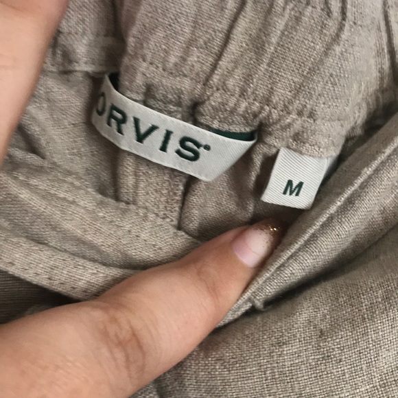 Orvis • Linen shoreline drawstring tan khaki wide leg pants $98 - Picture 5 of 7